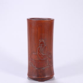 An Exquisite Bamboo Character and Story Pattern Poem Brush Pot