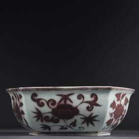 An Exquisite Underglaze-Red Flower Pattern Flowerpot