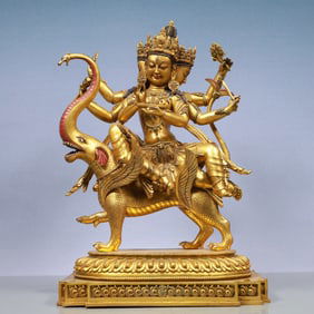A Exquisite Gilt Bronze Statue of Samantabhadra