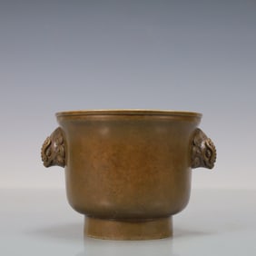 A Exquisite Coppery Double-Ears Censer