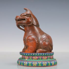 A Exquisite Boxwood Auspicious Beast Ornament