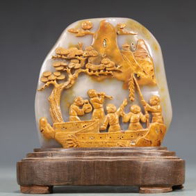 A Exquisite Agate Character and Story Pattern Ornament