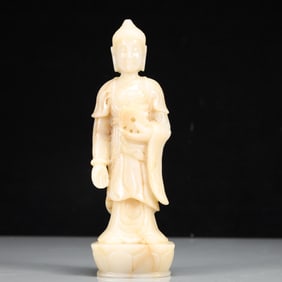 An Exquisite White Jade Statue of Sakyamuni