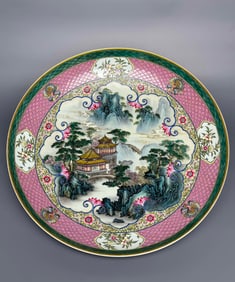A Exquisite Famille-Rose Flower Pattern Landscape Pattern Dragon Pattern Plate