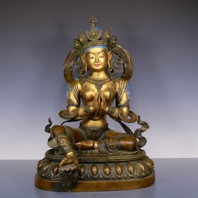 A Rare Gilt Bronze Statue of Tara