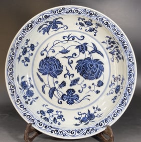 An Exquisite Blue and White Flower and Fruit Pattern Plate