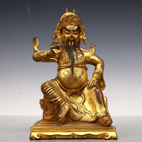 A Exquisite Gilt Bronze Guan yu