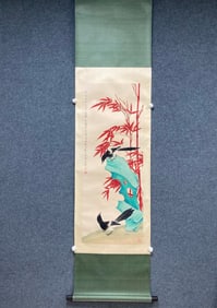 A Chinese Vertical Scroll Ink Painting of Flower and Bird on Paper