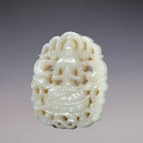 An Exquisite White Jade Figure Pattern Brand