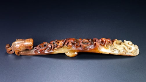An Exquisite Archaic Jade Chi-Dragon Pattern Ornament