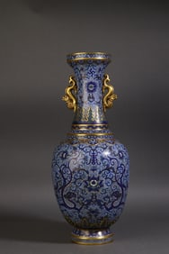 A Rare Cloisonne Enamel Lotus and Dragon Pattern Vase