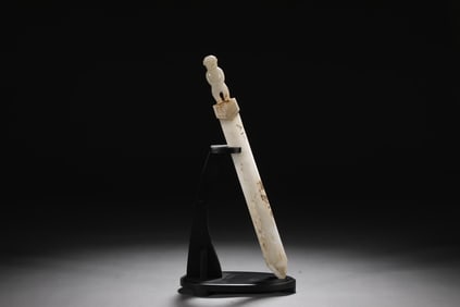 A Rare Hetian Jade Figurine-handled Dagger Ornament
