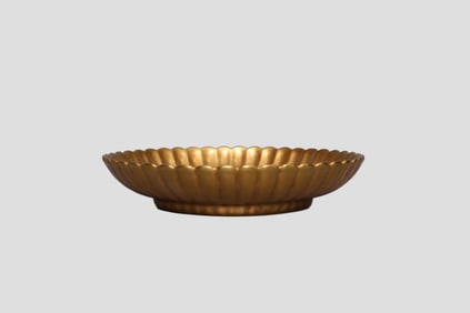 A Rare Gold-Ground Melon-Ridge Dish