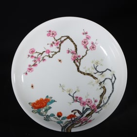 A Rare Enamel Flower Pattern Plate