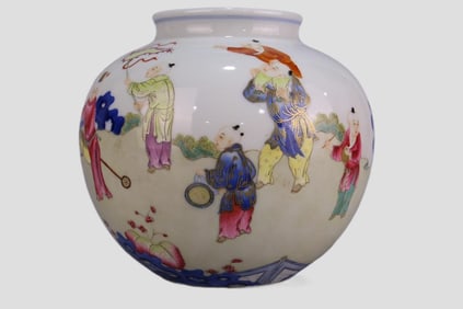 A Rare Famille Rose Figure Pattern Jar