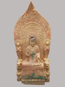 An Archaic White Stone Carved Buddhist Figure