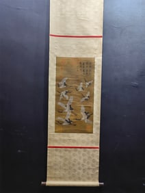 A Chinese Vertical Scroll Ink Painting of Flower and Bird on Paper