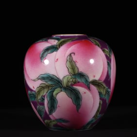 A Rare Enamel Peach Pattern Water Pot