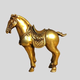A Rare Gilt Bronze Horse