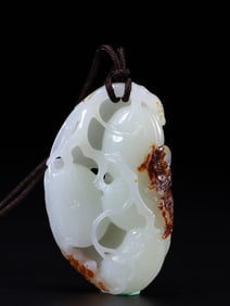 A Exquisite Hetian Jade Openwork Melon and Fruit Pattern Jade Pendant