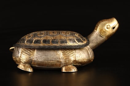 A Rare Gilt Turtle Box