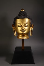 A Rare Copper Gilt Sakyamuni Buddha Head