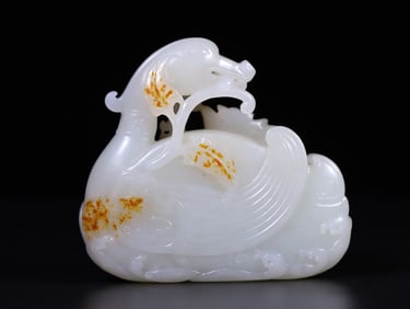 A Exquisite Hetian Jade Goose-shaped Ornament