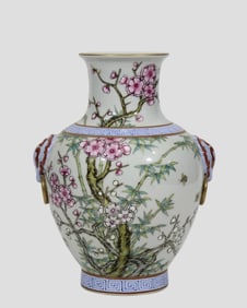 Famille-Rose floral pattern Double-Ears vase