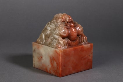 A Rare Shoushan Stone Dragon Pattern Seal