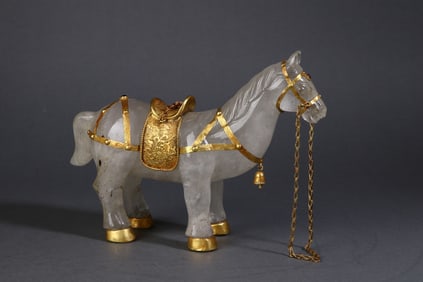 A Rare Crystal Gilt Horse Ornament