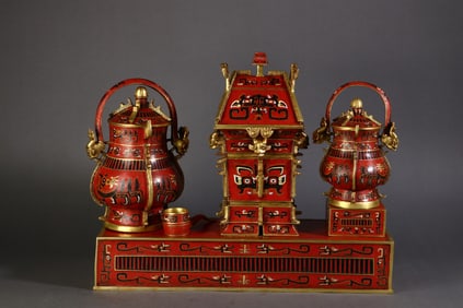 A Rare Cloisonne Enamel Wine Vessel Ornament