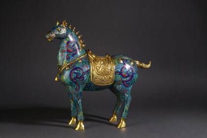 A Rare Cloisonne Enamel Horse Ornament