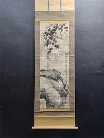 A Chinese Vertical Scroll Ink Painting of Flower and Bird on Paper