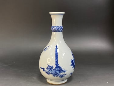 A Rare Blue and White Character and Story Pattern Vase