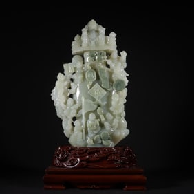 A Rare Hetian Jade for Birthday Celebration Dragon Pattern Ornament