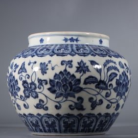 A Rare Blue and White Flower Pattern Jar