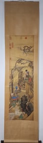 A Chinese Vertical Scroll Ink Painting of Figure on Silk