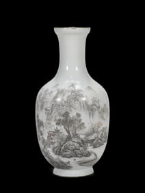 Ink Color Landscape and Figures Pattern vase
