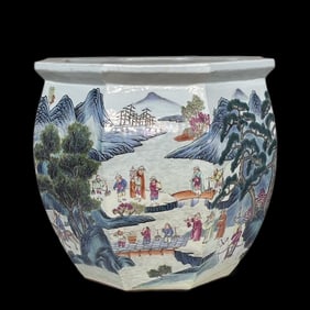 Famille-Rose figure pattern jar