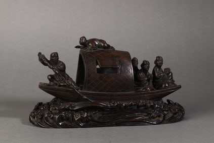 A Rare Aloeswood Sailing Ship Ornament