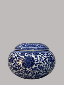A Rare Blue and White Lotus Pattern Jar