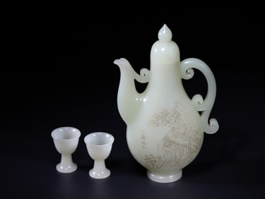 A Exquisite Hetian Jade Wine Ewer Ornament