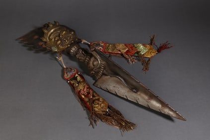 A Rare Copper Gilt Ritual Implements Ornament
