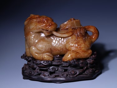 A Exquisite Hetian Jade Qilin (Chinese Unicorn) Ornament
