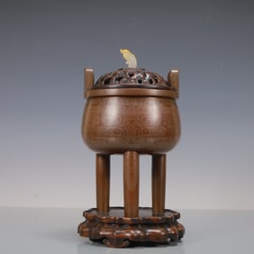 A Rare Bronze body enameled three-legged incense burner