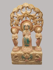 An Archaic White Stone Carved Buddhist Figure
