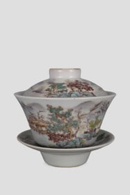 A Rare Famille Rose Landscape Pattern Bowl