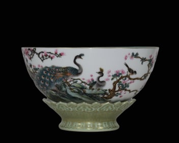 Enamel with Bird and Flower Patterns Bowl