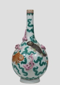 Rose-colored dragon Fish and Lotus Pattern vase