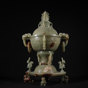 A Set of rare Hetian jade Incense burnerCenser Ornament